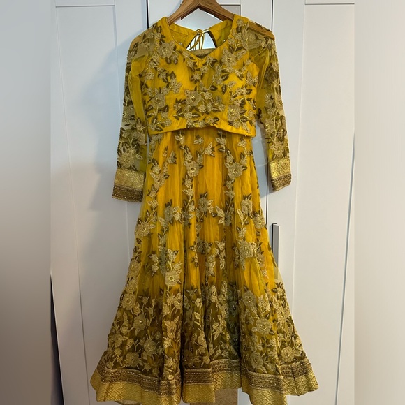 Yellow and Gold Indian Lengha - Picture 1 of 9